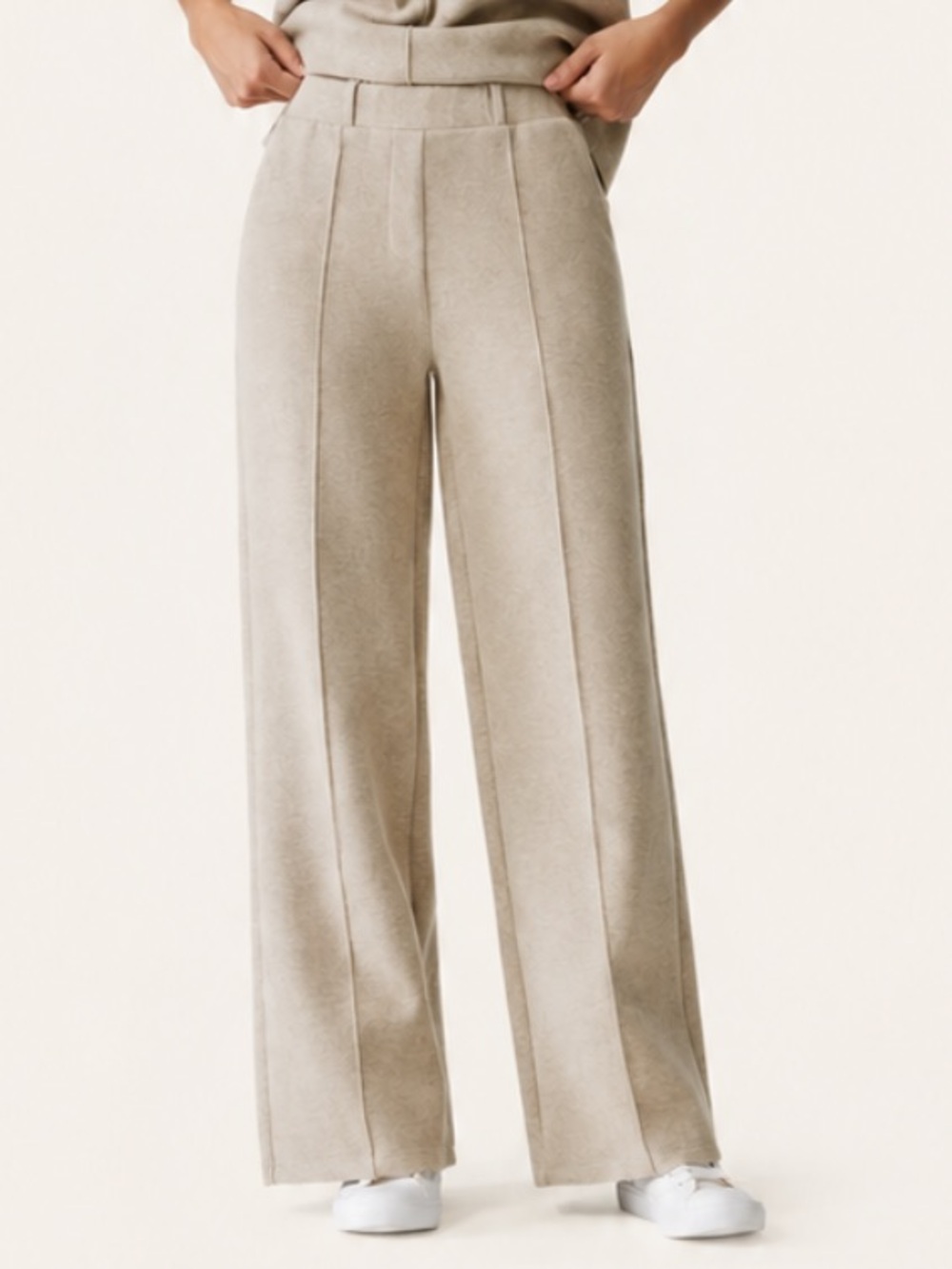 OGL High Waisted Straight Leg Pull On Pants Oatmeal NWT Size S